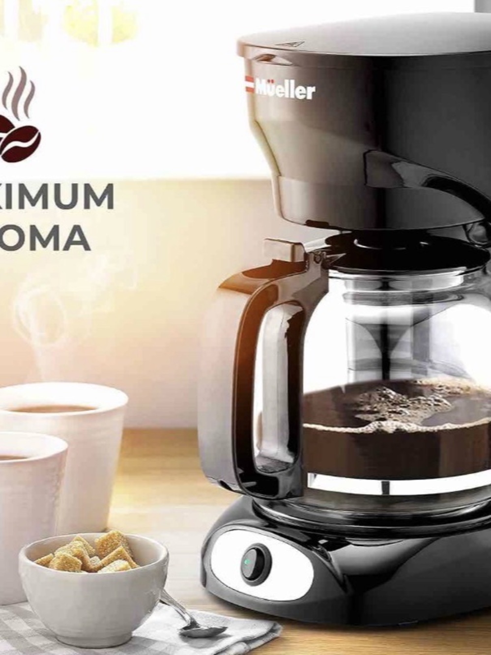 Mueller 12-Cup Drip Coffee Maker Glass Carafe Black New Open Box